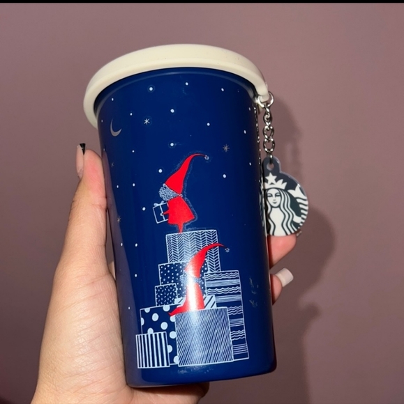 Starbucks 2018 Holiday Collection 12oz Blue Tree Candy Cane Mug Thailand - Picture 4 of 4